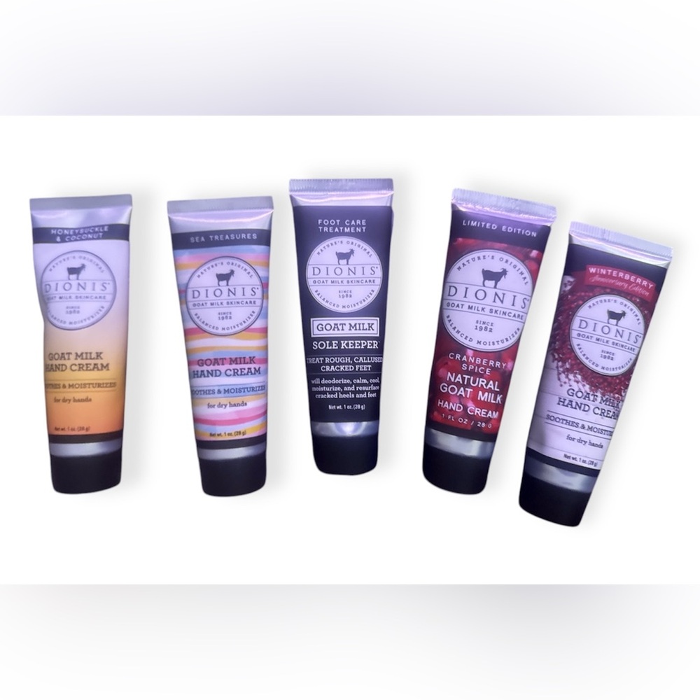 DIONIS Goat‎ Milk Hand Cream (4) & Foot Cream (1) Bundle Lot, All are NEW/SEALED